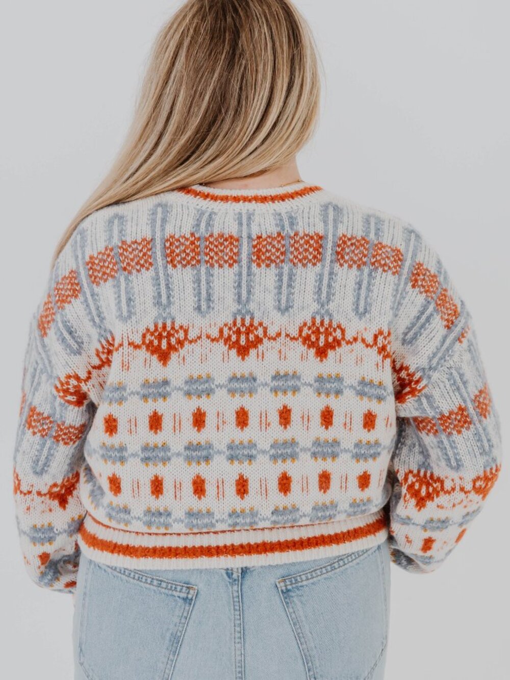 NWT MOTHER THE LONG JACQUARD SWEATER IN CREAM - Picture 3 of 7